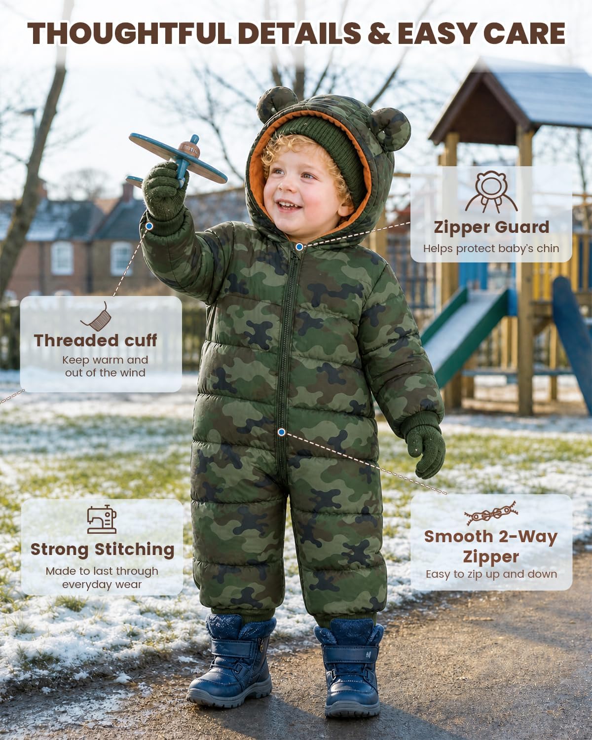 WYTbaby Baby Snowsuit Toddler Winter Suit Newborn Bear Outfit Clothes Coat
