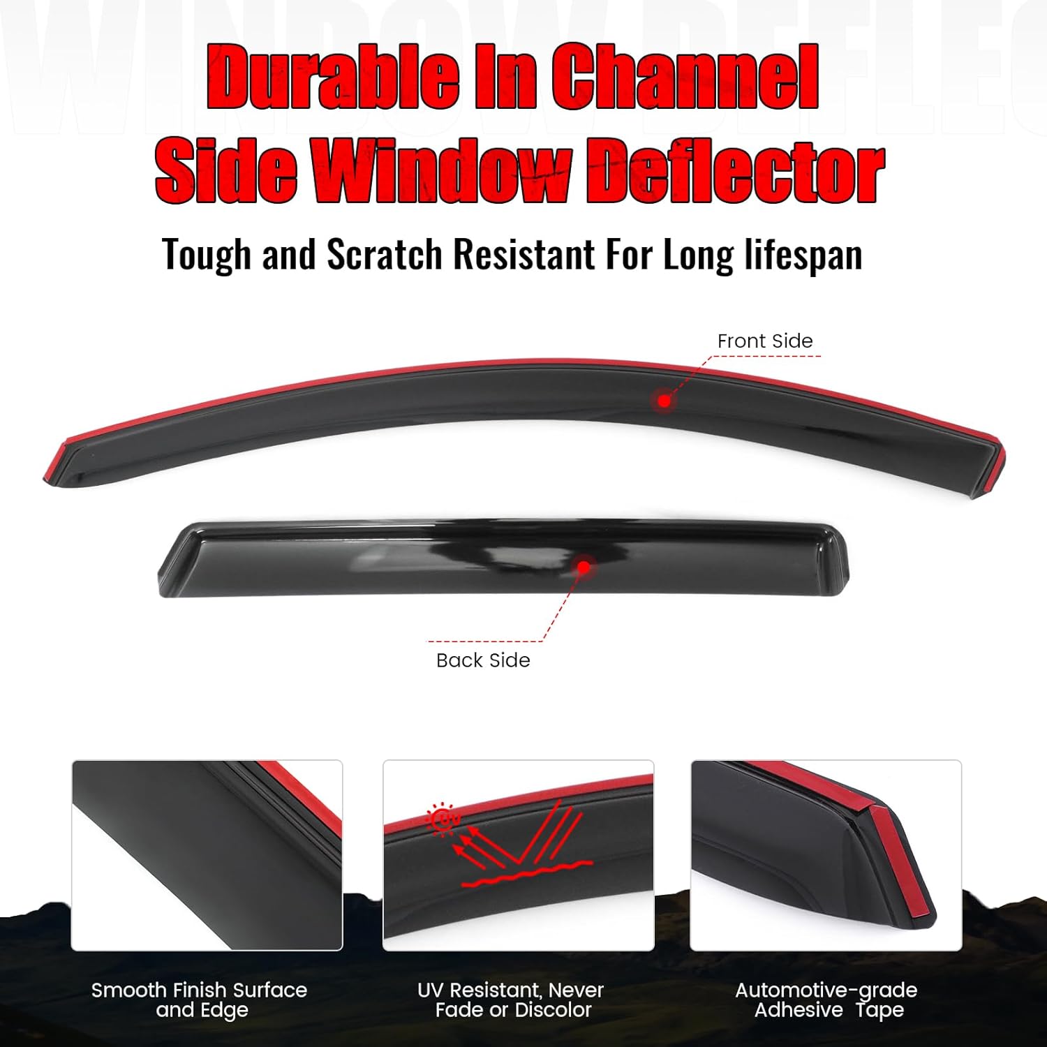 IKON MOTORSPORTS in Channel Window Visors Compatible with 2020-2025 Nissan Sentra Sedan, Acrylic Black Rain Guards, Side Window Wind Deflectors 4PCS