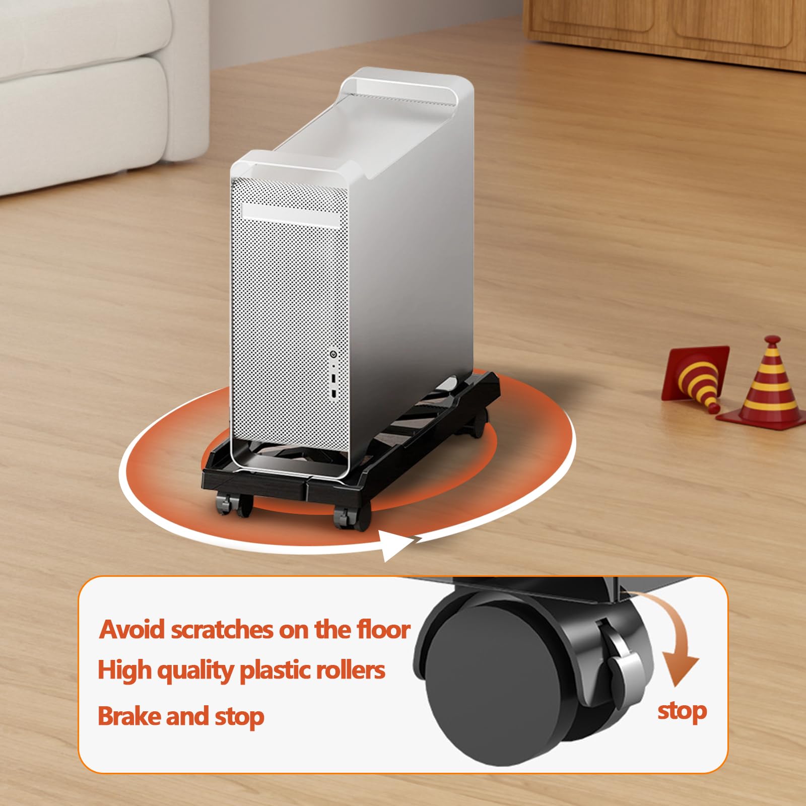 Soporte para PC bajo escritorio con ruedas giratorias ajustable negro