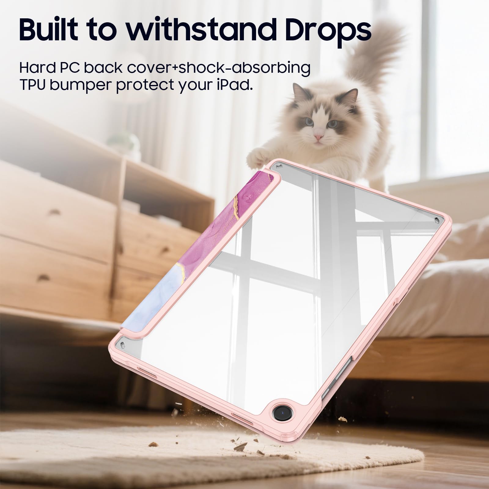 Fintie Hybrydowe etui do Samsung Galaxy Tab A9 Plus 11 cali 2023 - odporne na uderzenia etui ochronne z przezroczystą twardą obudową z tyłu do tabletu A9 + SM-X210/X216/X218, wspaniały marmur