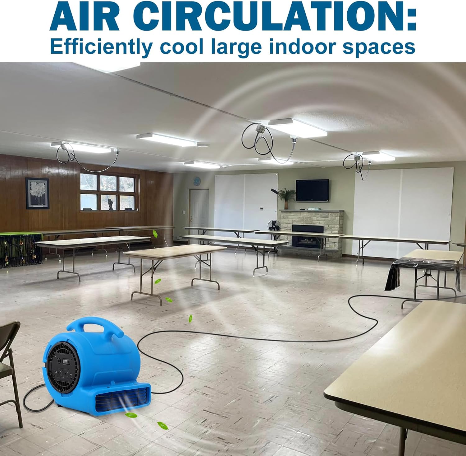 MOUNTO 1/4hp 1000CFM 2 Speed Air Mover Carpet Dryer Floor Fan Cooling Fan (Blue)