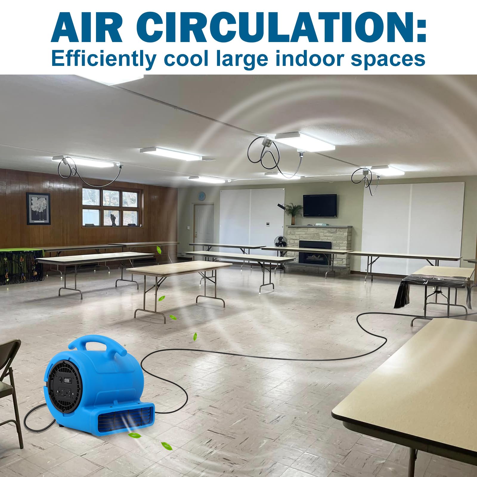1/4hp 1000CFM 2 velocidades de aire Mover alfombra secador ventilador ventilador de piso (azul) 8