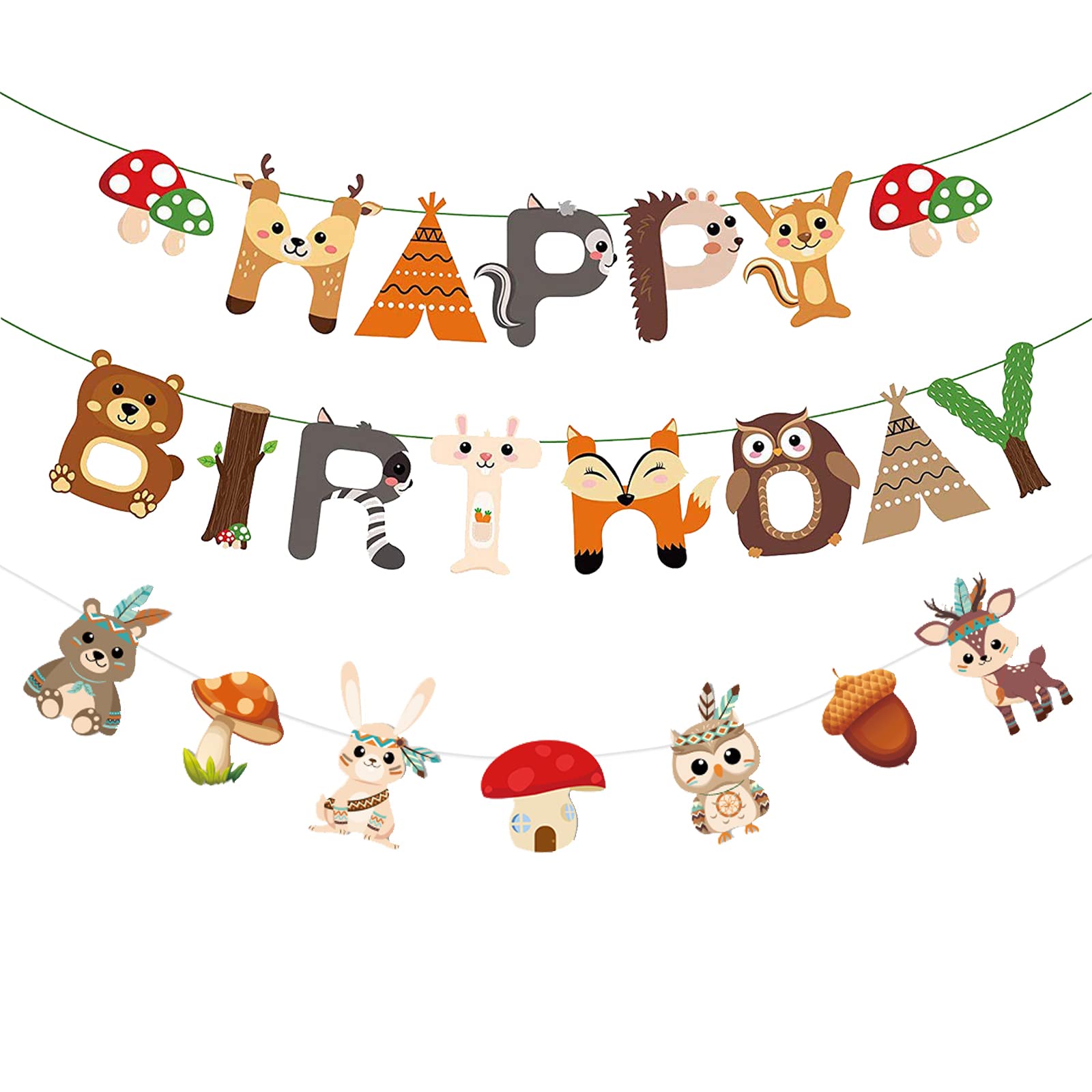 Zwiebeco Dark Green & Gold Birthday Party Decor Kit | Safari Forest Theme Banner, Bunting, Garland For Kids & Adults