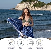 Vista 39 de Oversized Turkish Beach Towel 38’’x71’’ - Set of 2 100% Turkish Cotton Lightweight Sand Free Quick Dry Pool Towels Extra Large Bath Towels for