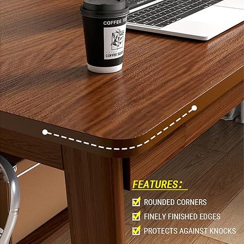 Miniatura 3 de Escritorio largo de mediados de siglo - 63" de estilo simple y moderno, extra largo, para 2 personas, de madera, estación de trabajo para