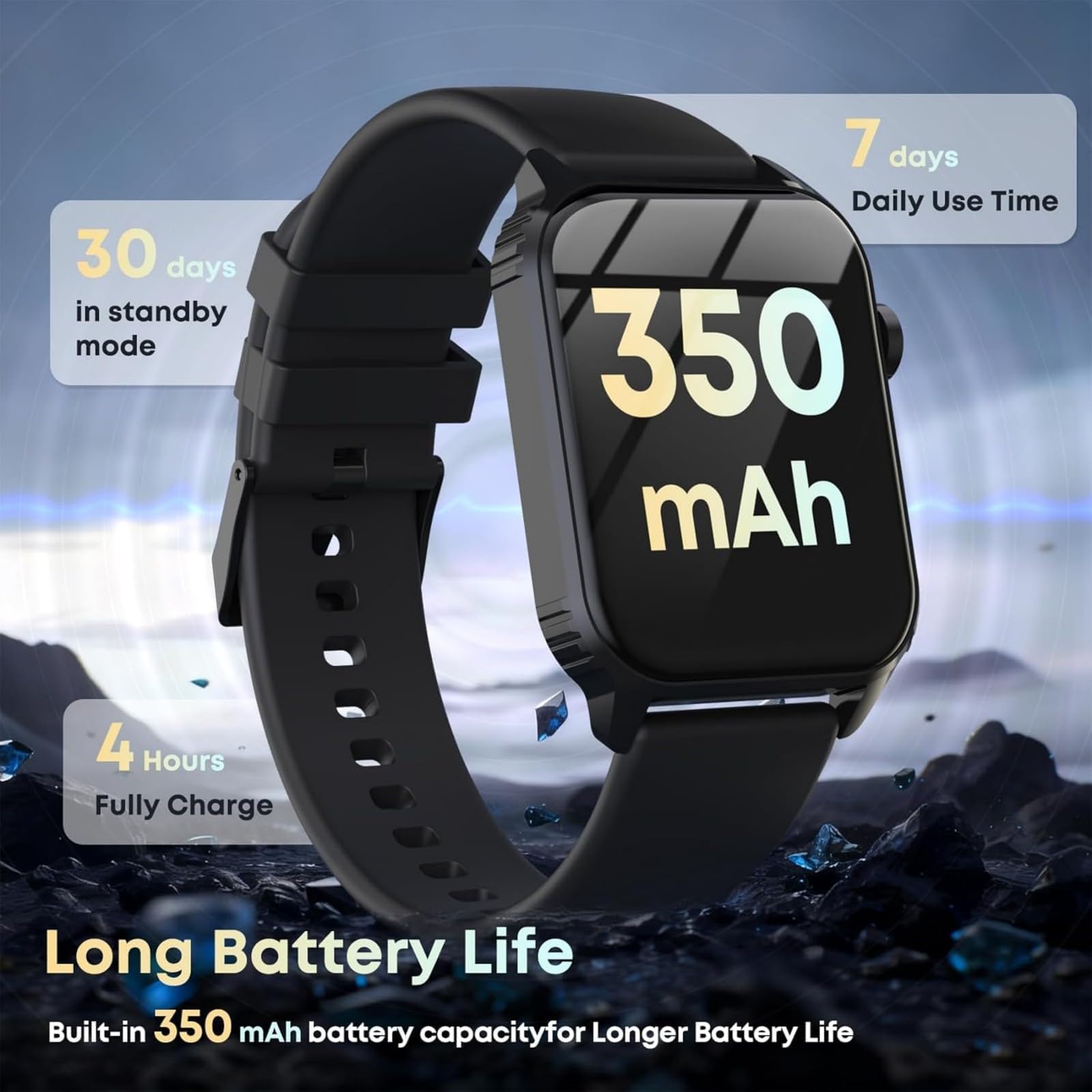 TRAUSI Smart Watches for Women Men, 1.83 inches HD Smartwatch with 120 Sports Modes, Heart Rate/Sleep Monitor, IP67 Waterproof, Bluetooth Call & Music Control for iPhone/Android (Glossy black) — view 6