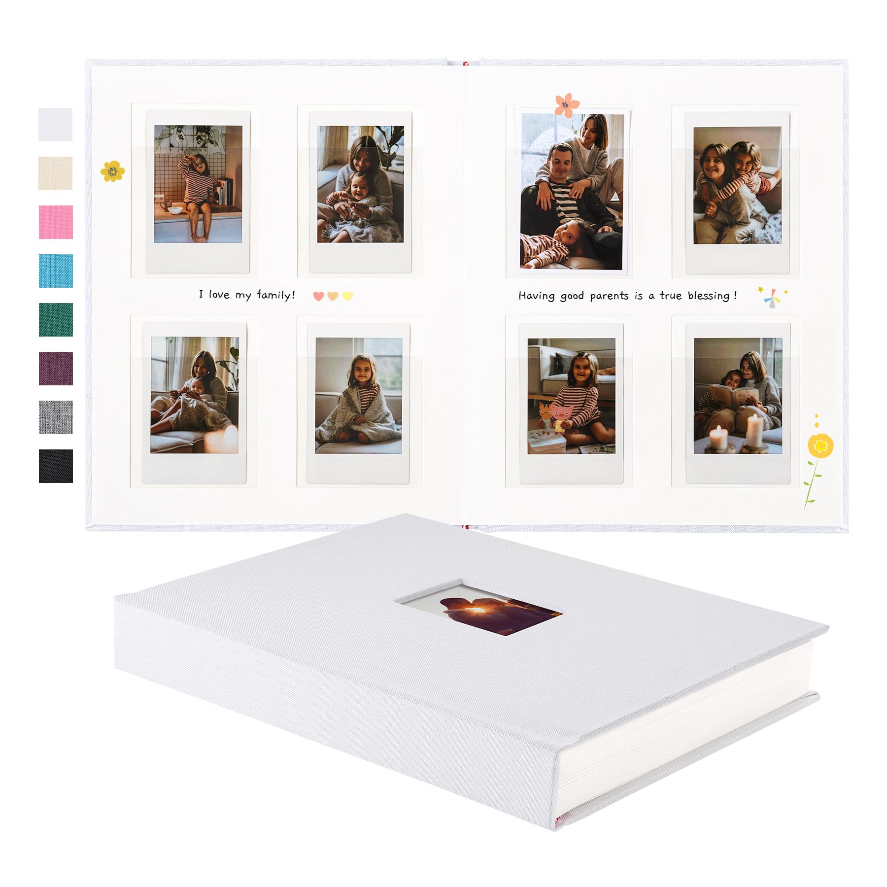 Rseozr Instax Mini Photo Album with Writing Space, 112 Pockets, White
