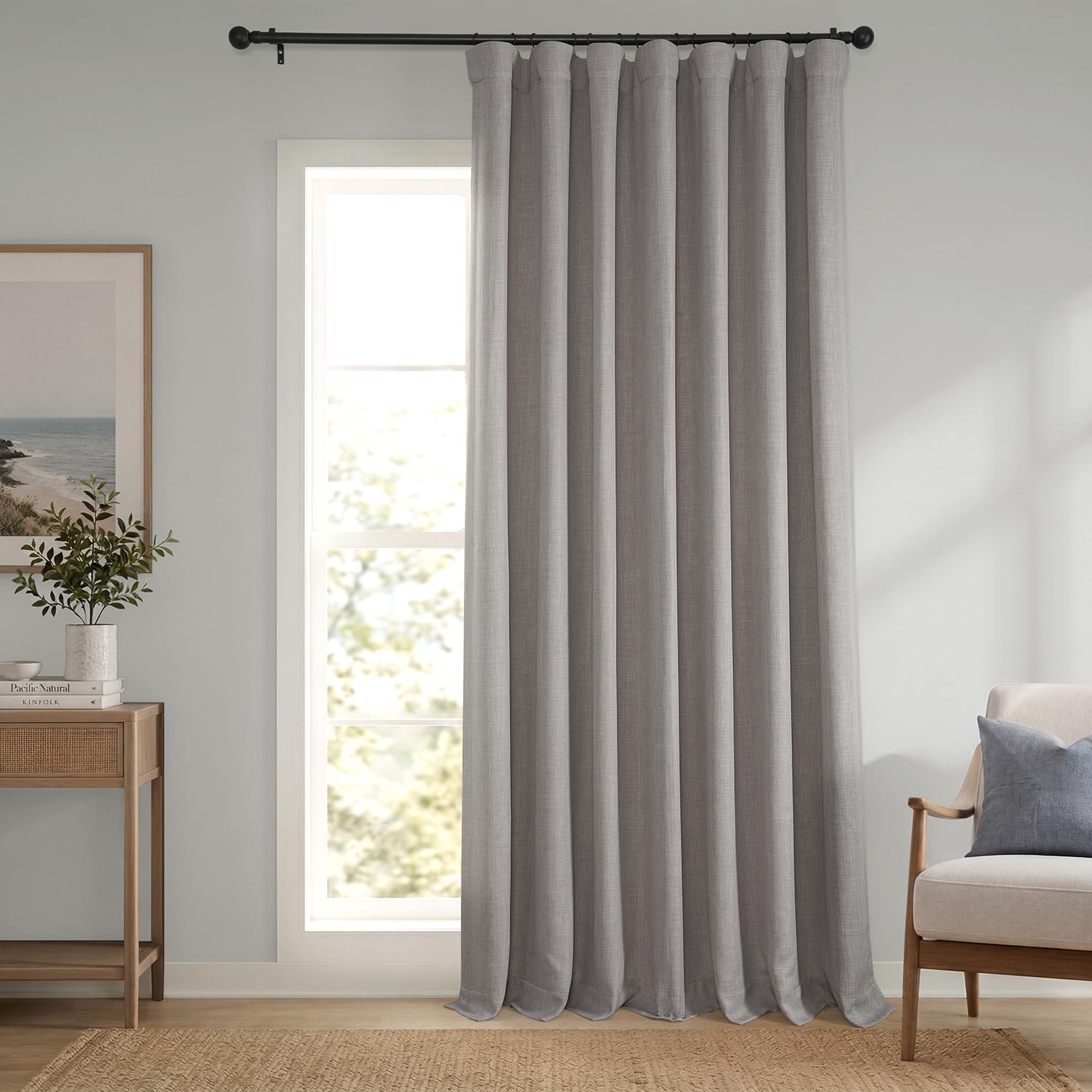 HPD Half Price Drapes BOCH-LN185-P Faux Darkening Curtains-96 Inches Long Extra Wide Luxury Linen Curtains for Bedroom & Living Room (1 Panel), 100W x 96L, Clay