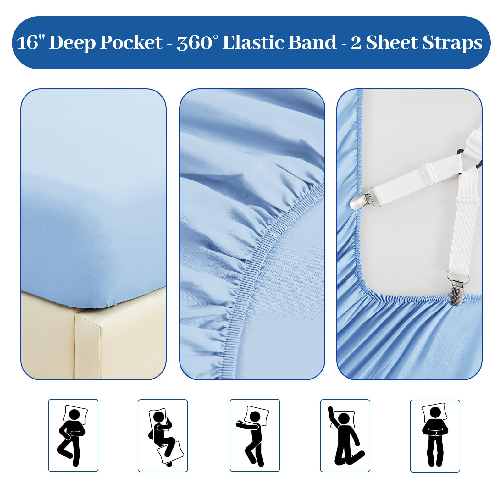 YIYEA Arc-Chill Q-Max - Set di lenzuola rinfrescanti per chi dorme caldo, sottili e traspiranti, con 2 chiusure per lenzuola, con tasca profonda fino a 16 cm, per letto king size