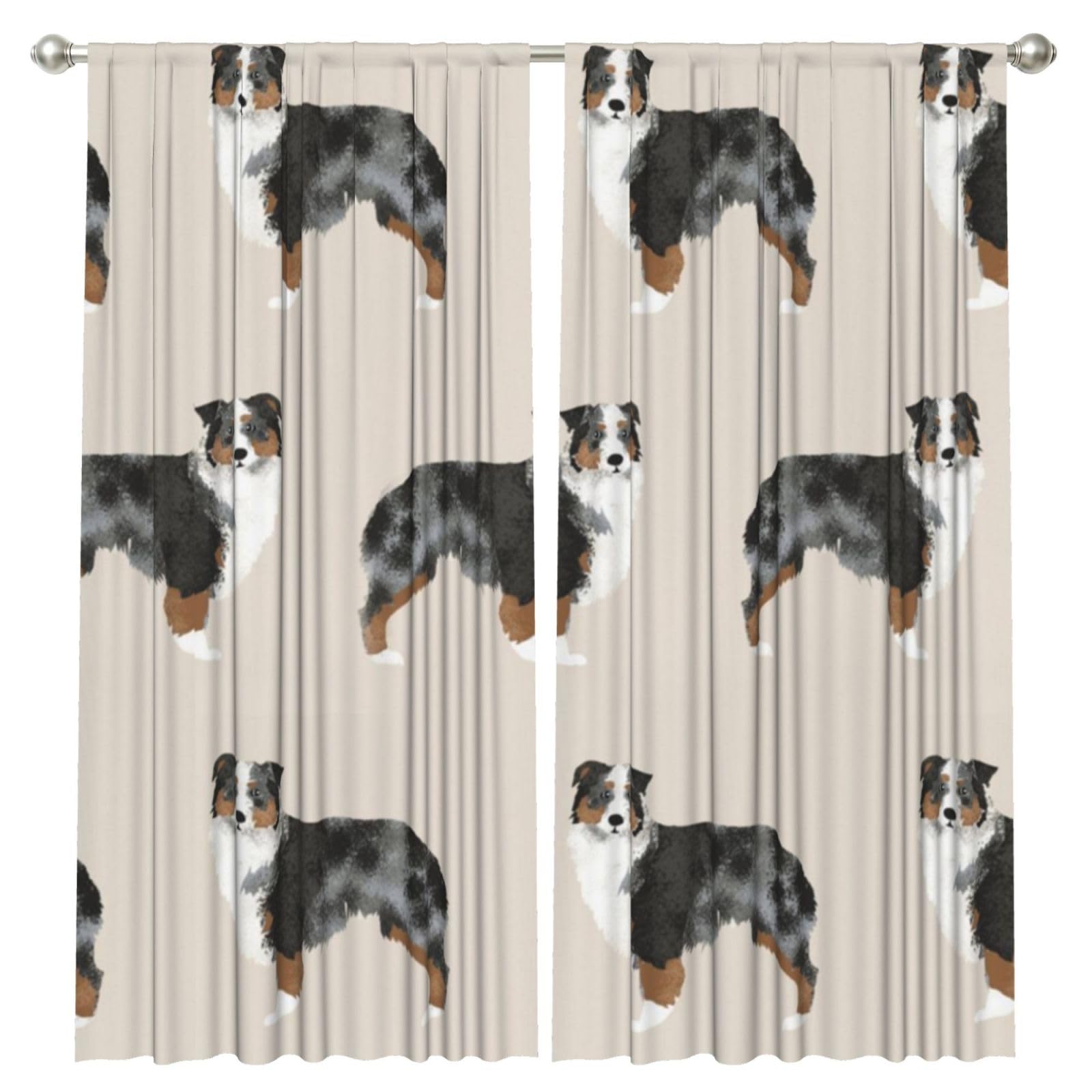 InOmak Australian Shepherd, 2 Panels Window Curtains 52 x 84 Inch Blackout Curtains for Living Room Bedroom