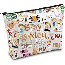 ENSIANTH Movie Makeup Bag Golden Dorothy Sophia Blanche Rose Fans- Zipper Travel Bag Friendship Zipper Travel Bag Golden MU