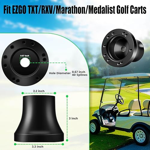 Miniatura 10 de LEAPGOMAX Adaptador de volante de carrito de golf o carrito de golf, cubo cromado para EZGO TXT & RXV Club Car DS & Precedent Yamaha Golf Carts