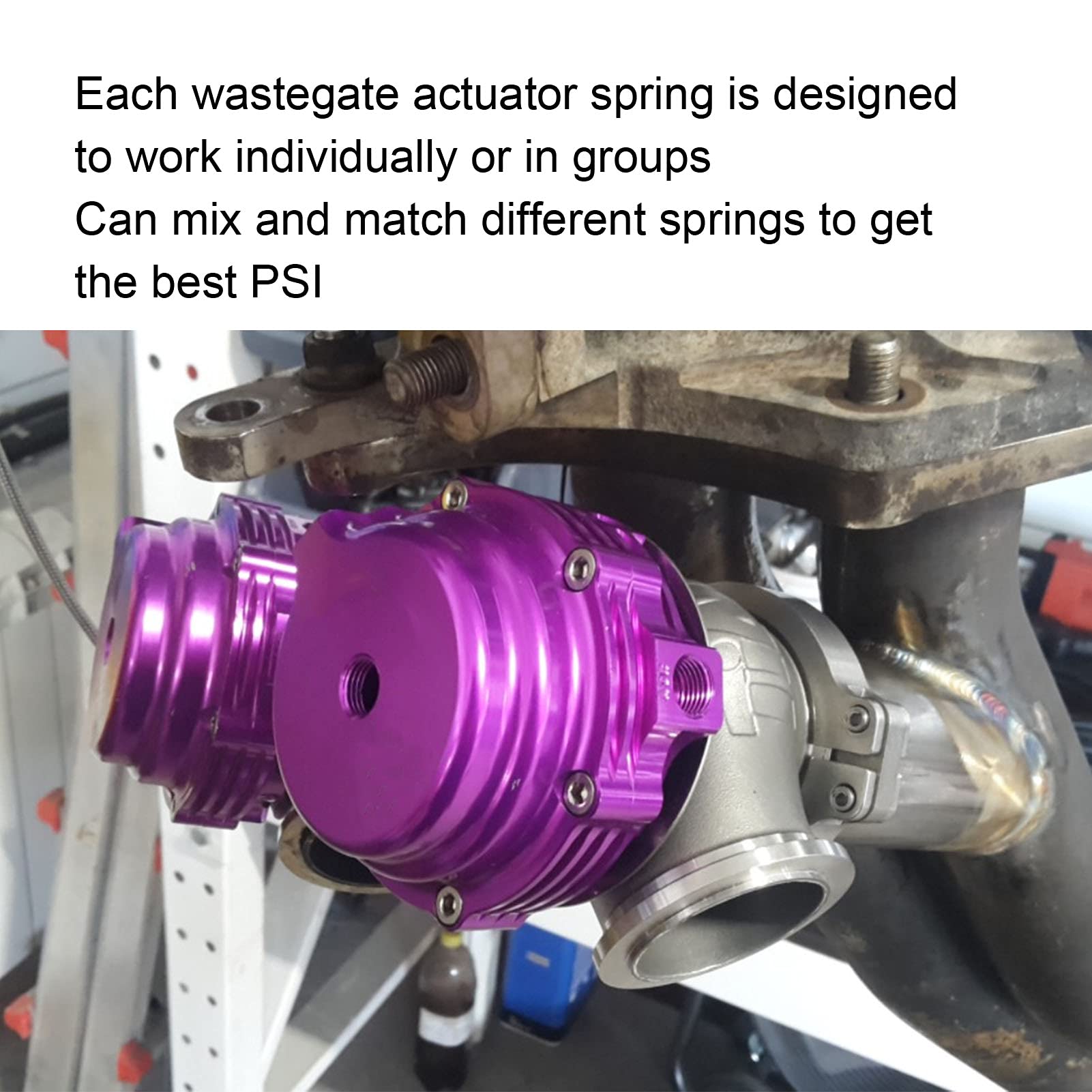 2PCS Ressort de Wastegate, KIMISS 8PSI + 14PSI 38mm Ressort de Wastegate Externe Ressort de Wastegate Acier au Carbone Remplacement Externe Fit pour 1Bar