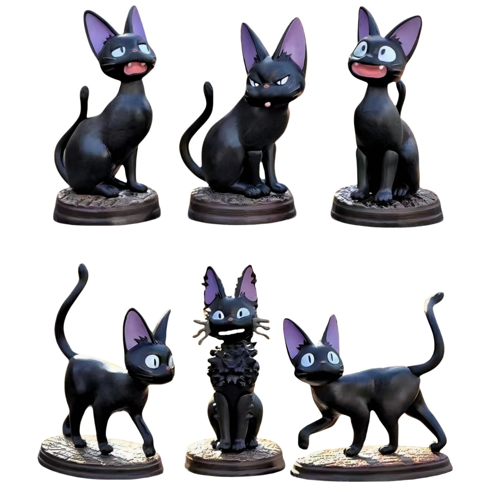 Keyhvao 6 figuras de anime de gato pequeño de 7 cm, pequeño gato negro, figuras de gatito para decoración de coche, estatua de PVC, regalos para fans y amigos