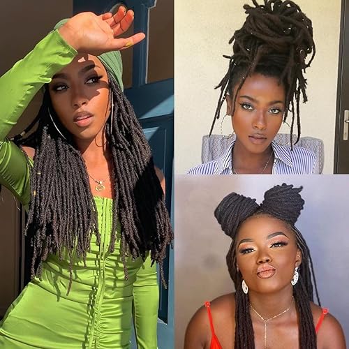 Miniatura 9 de Extensiones de rastas de 20 pulgadas, rastas sintéticas preenlazadas, rastas sintéticas negras, largas y rectas, cabello de ganchillo suave, hecho a