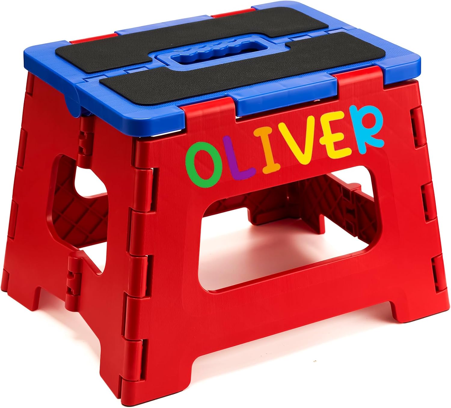 Delxo 9 Inch Kids Step Stool,400Lbs Folding Step Stool for Toddler Red+Blue