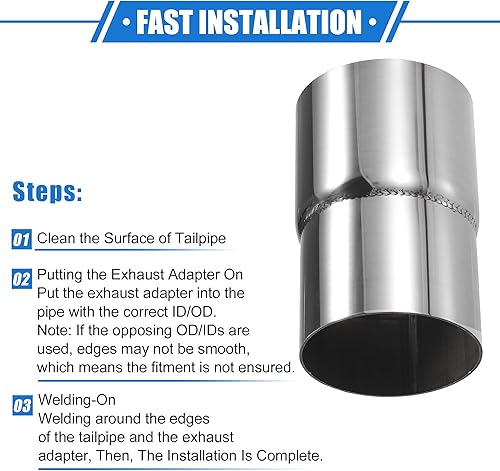 Miniatura 7 de VekAuto 2 adaptadores de tubo de escape, reductor de conector de 2.25 pulgadas de diámetro interior - 2.25 pulgadas, adaptador de escape OD