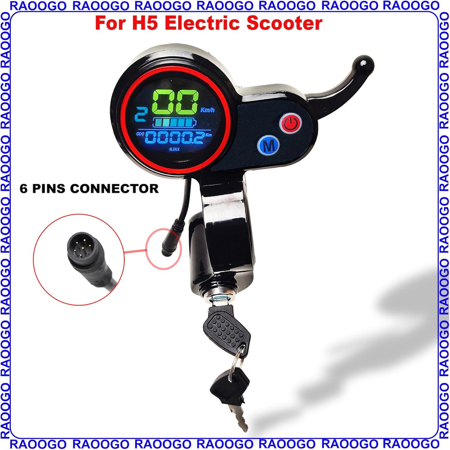 Electric Scooter Display Accelerator Throttle 6 Pins Connector Finger Thumb Throttlr Power Speed Meter for H5 & H7 Electric Scooter Only Not Compatible with Other Scooter