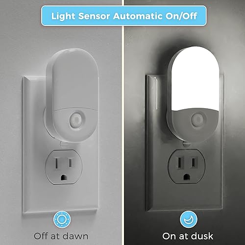 Miniatura 2 de LOHAS - Luz nocturna enchufable, paquete de 4 luces LED de noche de 0.6 W para niños, sensor automático de atardecer a amanecer, luz nocturna