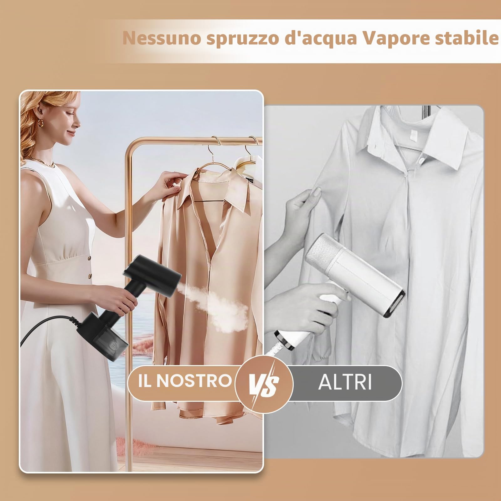 Souvik Ferro da Stiro a Vapore Portatile 1600W con Serbatoio 300ml, Preriscaldamento 15 Secondi, Professionale per Abbigliamento, Completo di Guanto – Ideale per Viaggi, Ufficio e Casa