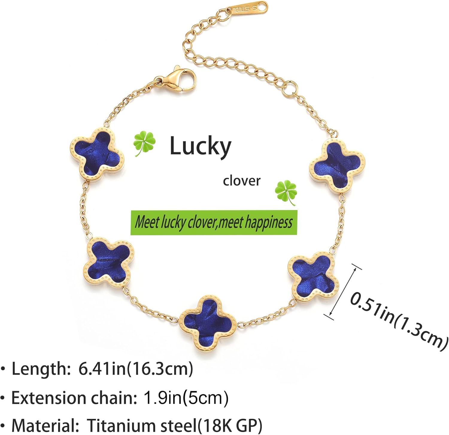 TICVRSS 18K Gold Plated Clover Bracelet for Women Lucky Simple Four leaf Bracelets Cute Colorful Bracelets Trendy Jewelry Gifts for Women - Image 2