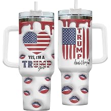America Girl Tumbler 40oz with Handle, USA Heart 3D Travel Mug, Christmas, Birthday Gift for Partiotic Women Teen Girls
