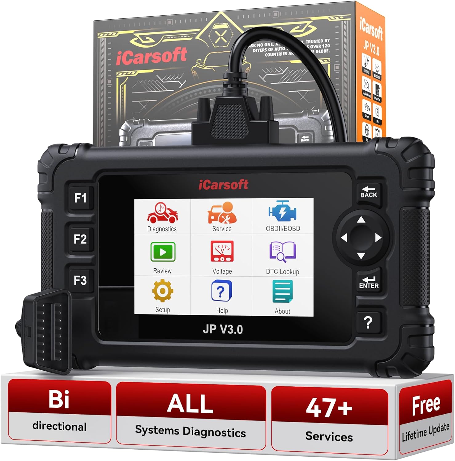 OBD2 Scanner for Toyota/Honda (Acura) /Lexus, iCarsoft JP V3.0 All Reset+Full System Diagnostic Scan Car Code Reader for Nissan/Infiniti/Mitsubishi/Mazda/Suzuki/Hyundai