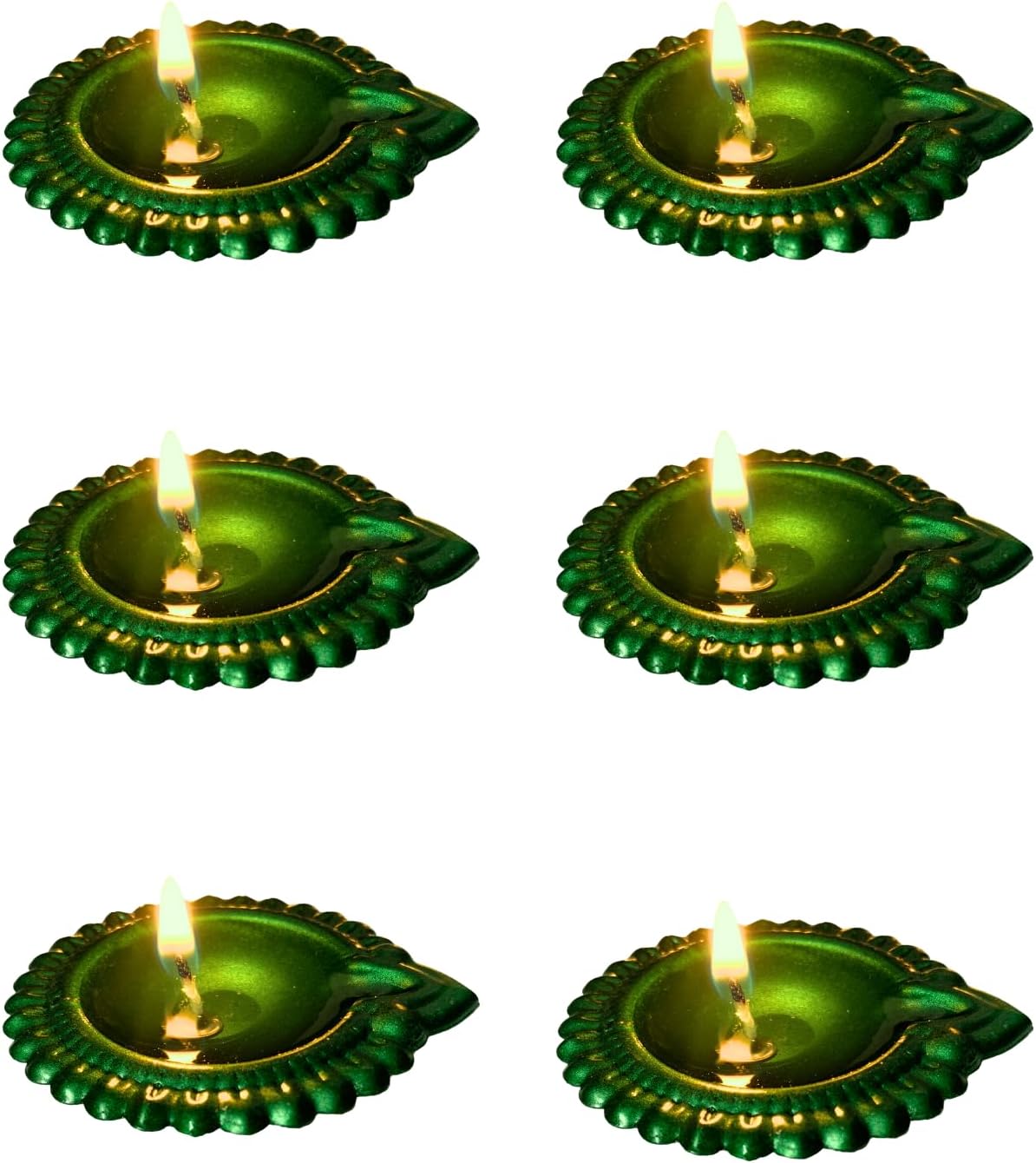 Mix Metal Pooja Decorative Diya, Diwali Gift Item ,Metal Deep,Navratri Special Diya ,Dipawali Diya , Deepawali Diya Kuber Diya Diwali Oil lamp (Green Diya, Buy 20 Get 4 Free)