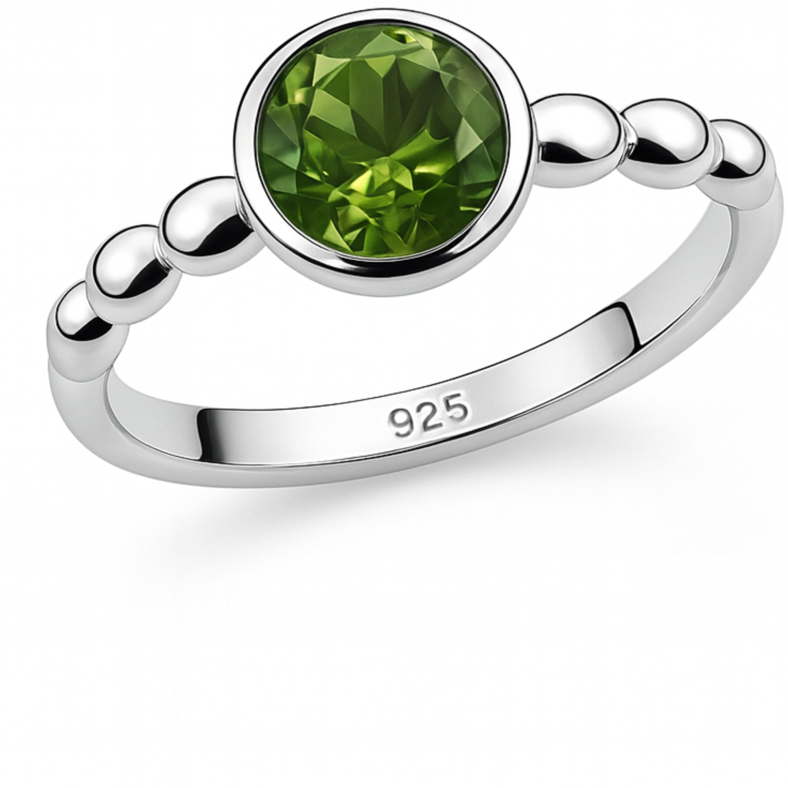 Anillo de plata esterlina con piedras preciosas de peridoto