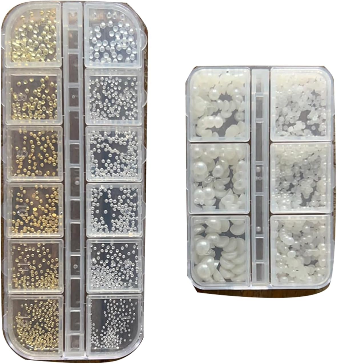 Nail Art Pearls Flatback Pearls Nail Charms Gold Silver YOSOMMK Luxurious YOSOMK Rhinestones Mixed Various Sizes 0.8mm-5mm for Women Nail Decoration+1