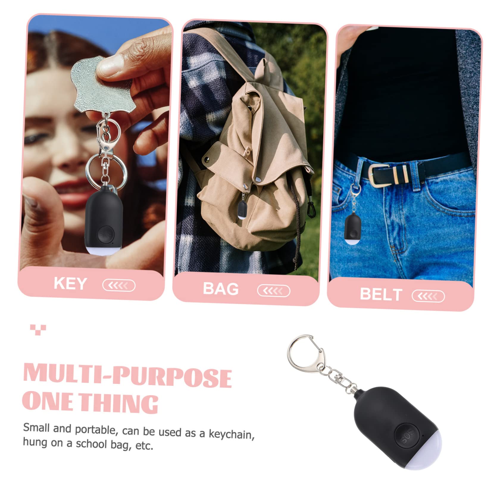 UKCOCO 3juegos Alarma Personal Portátil Recargable Linterna Led Llavero De Seguridad para Exteriores Dispositivo De Emergencia para Mujeres y Ancianos Antirrobo para Viajes y Actividades