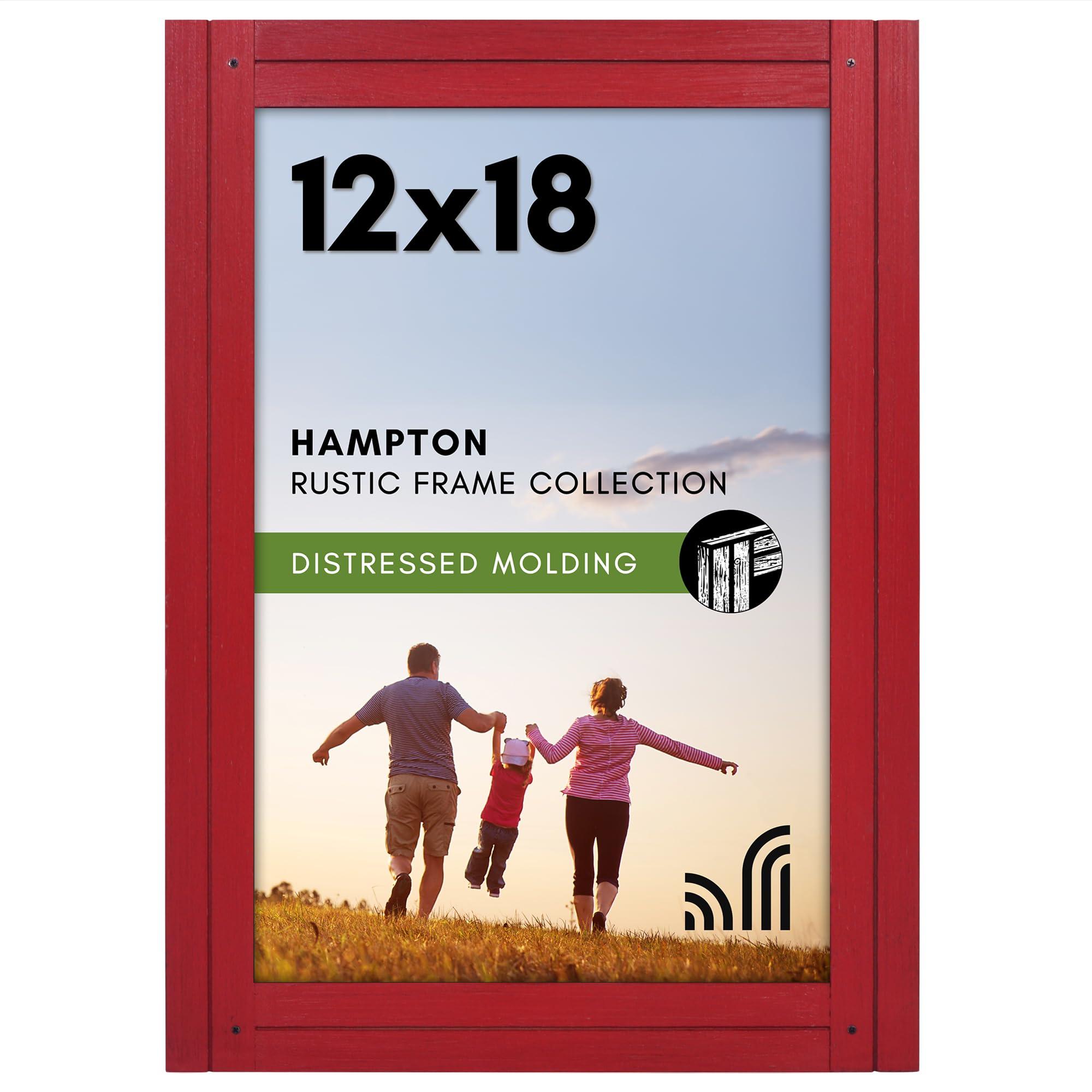 Americanflat Red 12X18 Poster Frame With Polished Plexiglass - Hampton Collection - Distressed Wood Picture Frames For Wall Display