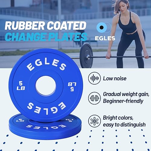 Miniatura 4 de Egles Juego de Placas de Cambio 1.25LB, 2.5LB, 5LB - Placas de Peso Recubiertas de Goma en Pares, Placas Bumper Olímpicas, Codificadas por Color,