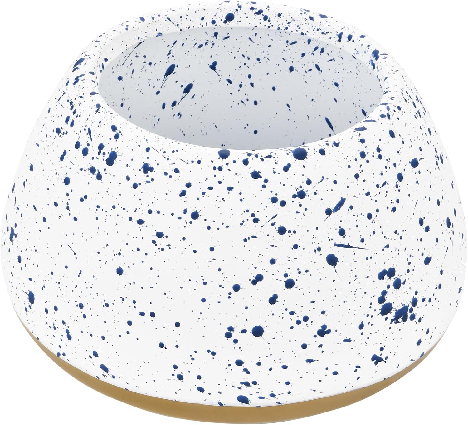 Ceramic Dog Bowls, No Spill Pet Bowl White w/Blue Speckles, Food & Water Bowls for Large Dogs with Long Ears Cocker Spaniel Beagle Bassett Hound