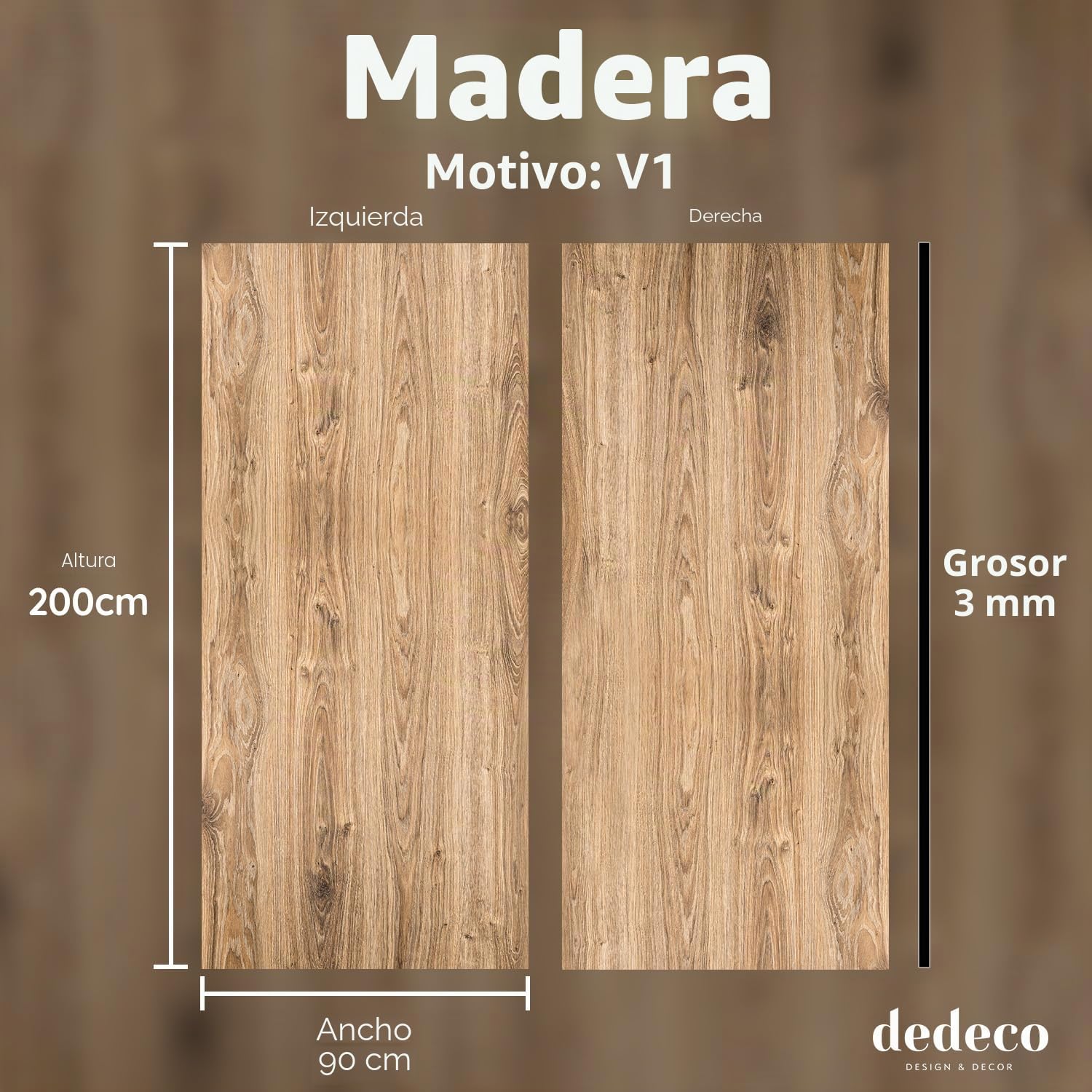 dedeco - Panel de ducha de esquina de aluminio con diseño de madera V2, 2 x 90x200cm, perfecto como pared posterior de baño para reemplazo de azulejos, apto para muchos baños, fabricado en Alemania