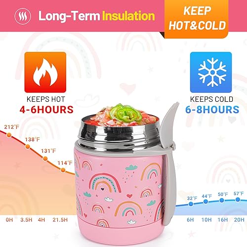Miniatura 5 de Charcy Termo de 10 onzas para comida caliente para niños con cuchara, boca ancha a prueba de fugas, tarro de alimentos aislado para 5 horas