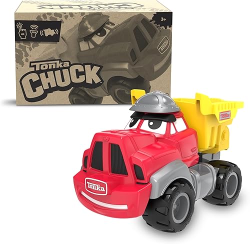 Miniatura 7 de Tonka Chuck,Mi camión parlante, embalaje sin frustración, camiones de juguete para niños de 2, 3, 4, 5, 6 años, juguete de construcción de