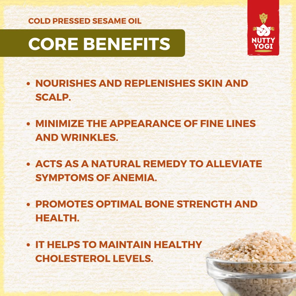 Nutty Yogi Organic Cold Pressed Sesame Oil | Natural Cooking Oil | No Additives 500ml 3