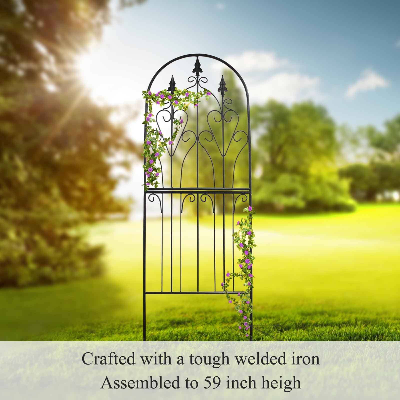 Treillis Métal Pour Plantes Grimpantes 150x55cm - Design Décoratif Jardin - Résistant Intempéries - Support Roses/lierre/clématites