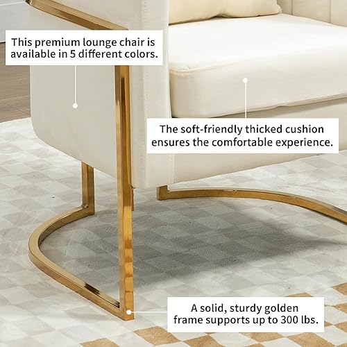 Miniatura 8 de Silla decorativa moderna de terciopelo, sillón tapizado de mediados de siglo con almohada para sala de estar, cómoda silla de tocador individual con