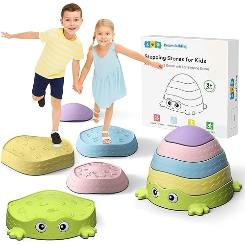 Balance Stepping Stones for Kids, Non-Slip Toddlers Sensory Stepping Stones Play, Promoting Coordination Skills, Obstacle Course Coordination Stepping Stones Toys Gift for Age 3+