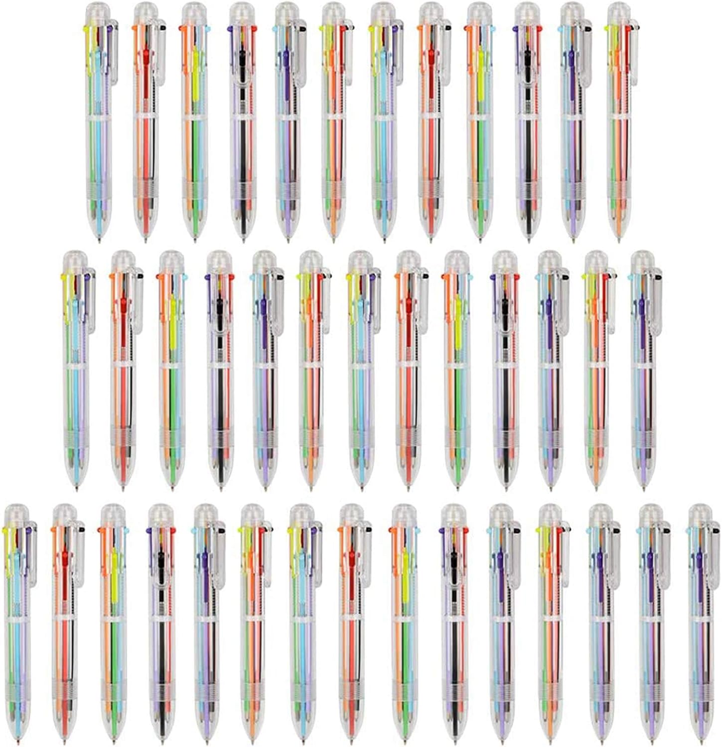 Multicolor Pens, 6-in-1 Color Ballpoint Write Press Pen, Pack of 40 Pack