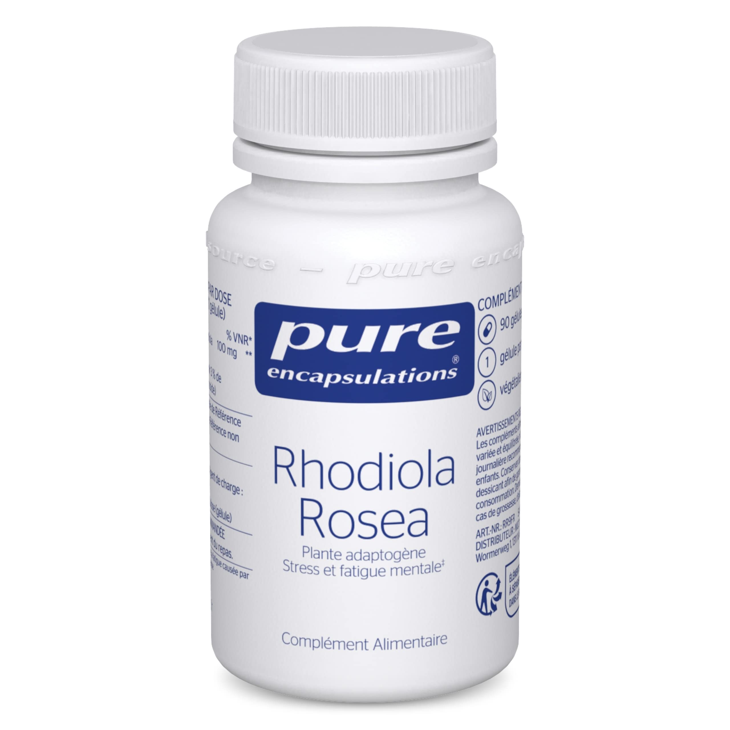 Pure Encapsulations - Rhodiola Rosea - Plante Adaptogene contre le Stress et la Fatigue Mentale - 60 Capsule | Plante Adaptogène, Stress et Fatigue Mentale, 100 mg d'Extrait de Racine de Rhodiola, Haute Qualité, Complément Alimentaire