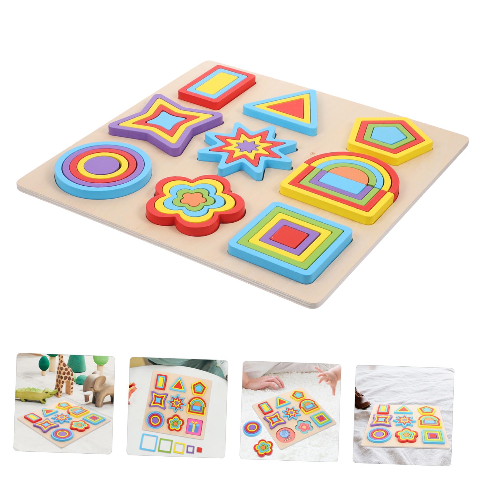 Rompecabezas de Formas Geométricas de Madera 1 Juego Educativo