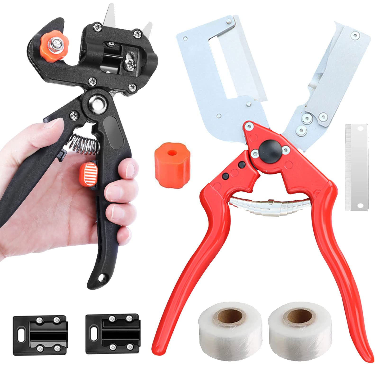 Forbici Innesto Professionale, Giardino Innesto Kit di Attrezzi per Efficiente Potatura e Innesto, con Nastri per Innesto e Lame di Ricambio, per Alberi da Frutto/Pianta/Ramo, Garden Grafting Tool