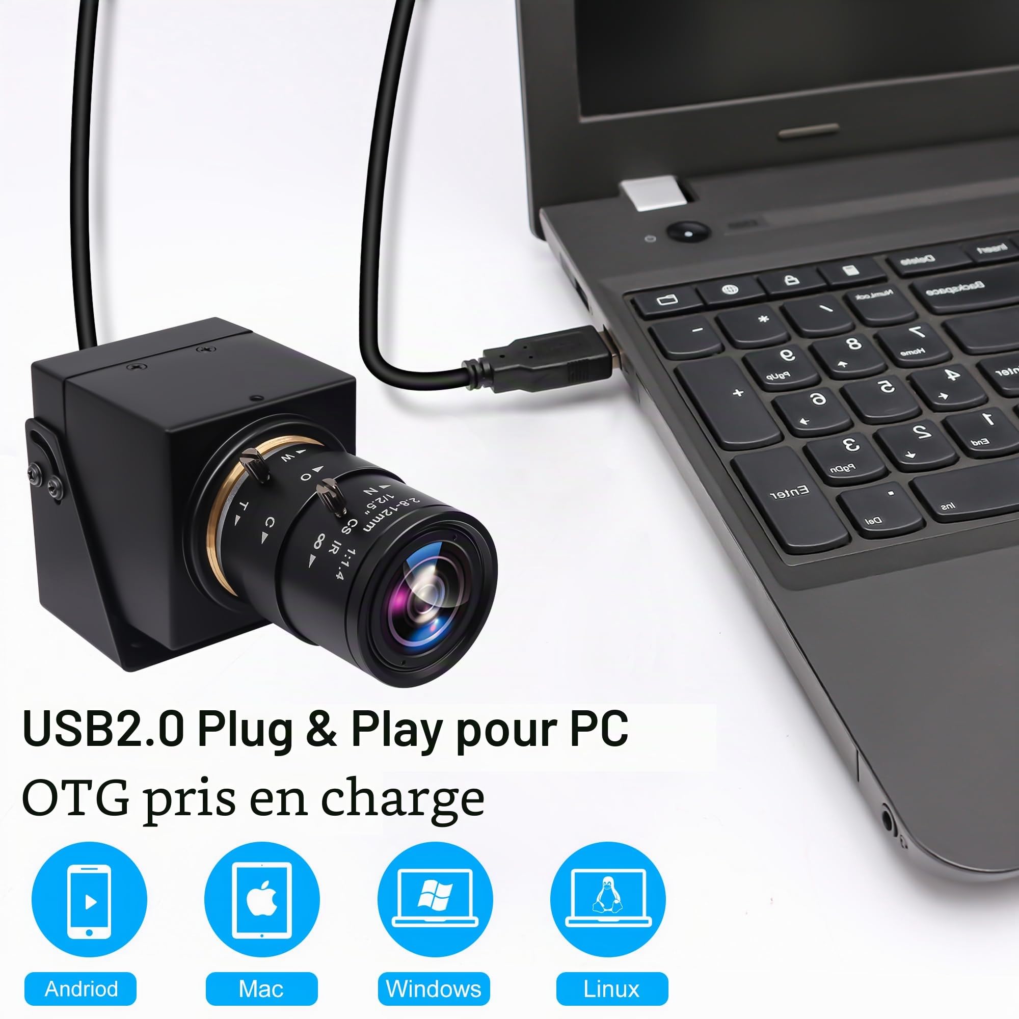 Svpro Caméra 4K HDMI USB double interface zoom manuel CS Mount 2,8-12 mm CMOS IMX415 pour vision industrielle
