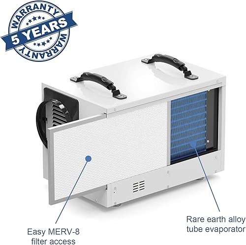 Miniatura 5 de ALORAIR Deshumidificador comercial de 120 pintas para espacios de arrastre y sótanos con manguera de drenaje, deshumidificadores compactos para