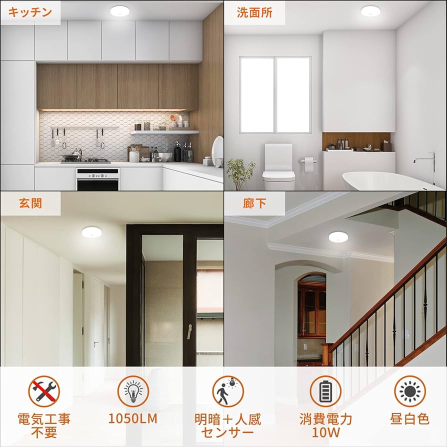 Amazon | SZweitian 小型 LEDシーリングライト 人感 玄関灯 廊下