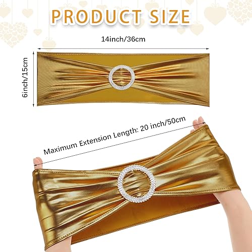 Miniatura 9 de CHENGU 150 bandas elásticas de elastano para silla, lazos elásticos para silla, lazos con hebilla deslizante para bodas, fiestas, recepciones,