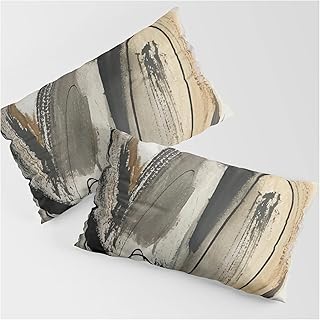 Prostokątna poduszka ozdobna zestaw 2 poszewek na poduszki drift [5] Neutralny abstrakcyjny mieszany element medialny w kolorze czarnym, białym, szarym, brązowym poszewki na poduszki na sofę kanapę krzesło, 35 x 50 cm